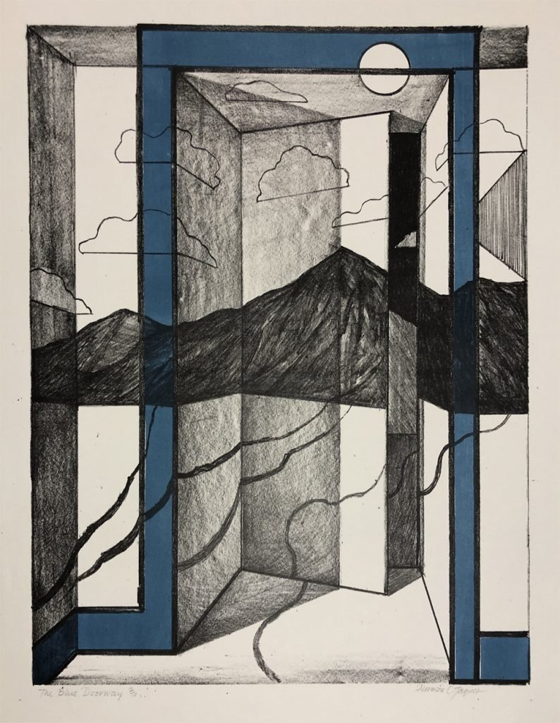 Norman Jaques lithograph Blue Doorway