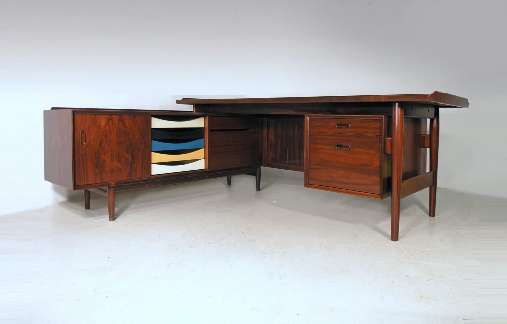 Rosewood desk by Arne Vodder - Sibast - coloured trays - Denmark mid century design