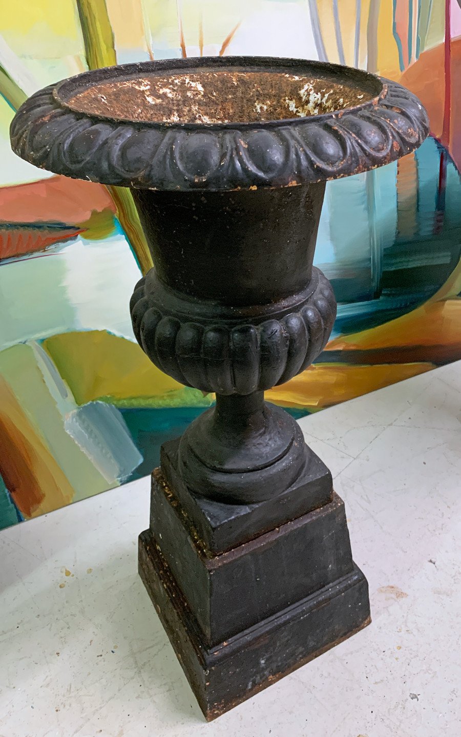 Victorian large cast iron urns