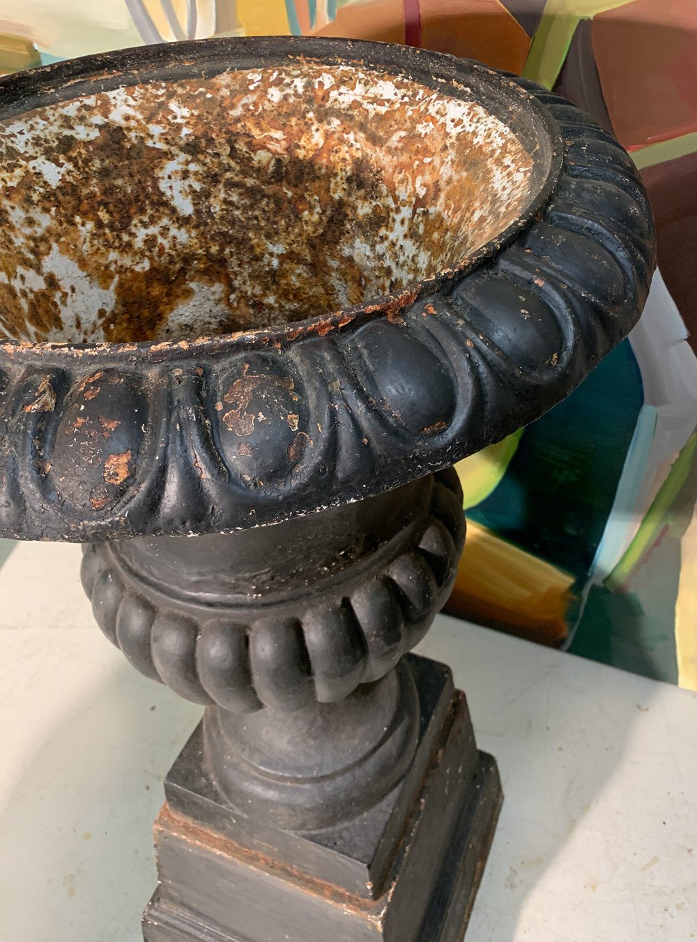Victorian large cast iron urns